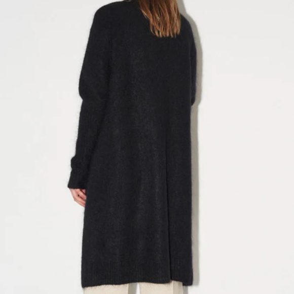 Black Acne Raya long open-front mohair cardigan - Picture 2 of 5